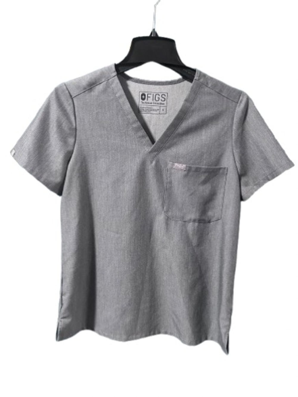 Figs Light Gray V-Neck Technical Collection Scrub Top |S|